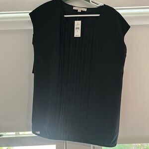NWT Loft Black Short- Sleeve Blouse